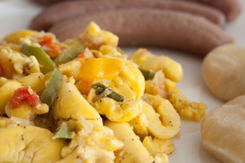 Prepared ackee, a Caribbean fruit
